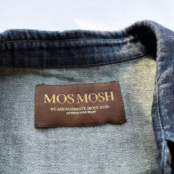 MOS MOSH DENIM DARK WASH BELL SLEEVE BUTTON DOWN SHIRT - Picture 7 of 10